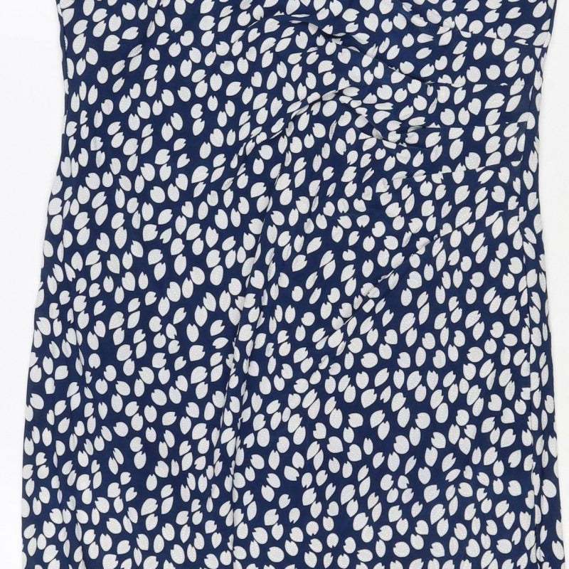 Stella Morgan Women Blue White Leaf Print UK 10 Knee Length Shift Dress