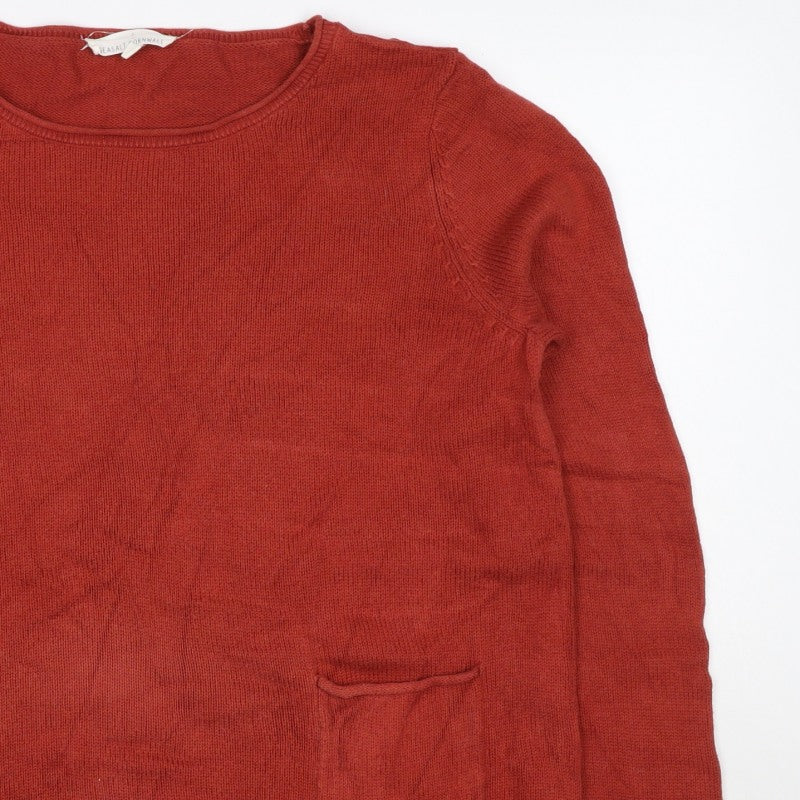 Seasalt Cornwall Women Red Size 14 Cotton Knit Round Neck Pocket Jumper
