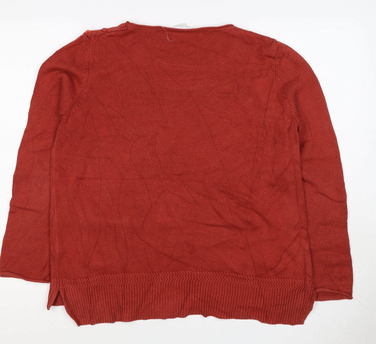 Seasalt Cornwall Women Red Size 14 Cotton Knit Round Neck Pocket Jumper