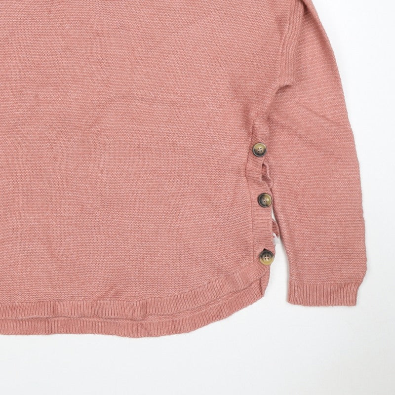 Fat Face Women’s Pink UK 10 Button Side Knit Pullover Jumper