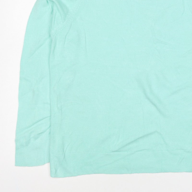 M&S Women Green Size 16 Crew Neck Raglan Sleeve Knit Jumper