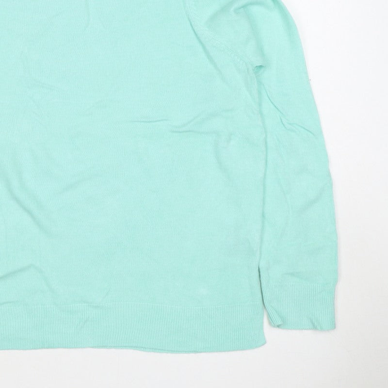M&S Women Green Size 16 Crew Neck Raglan Sleeve Knit Jumper