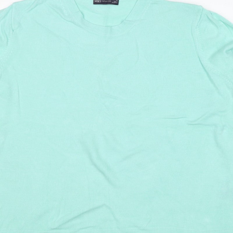 M&S Women Green Size 16 Crew Neck Raglan Sleeve Knit Jumper
