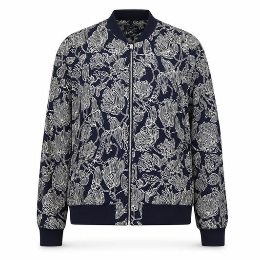 Joules Women Navy Floral Bomber Jacket UK 10 Zip Lined