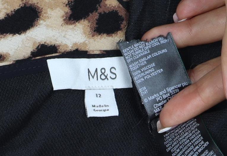Marks and Spencer Women Multicoloured UK 12 Leopard Puff Sleeve Blouse