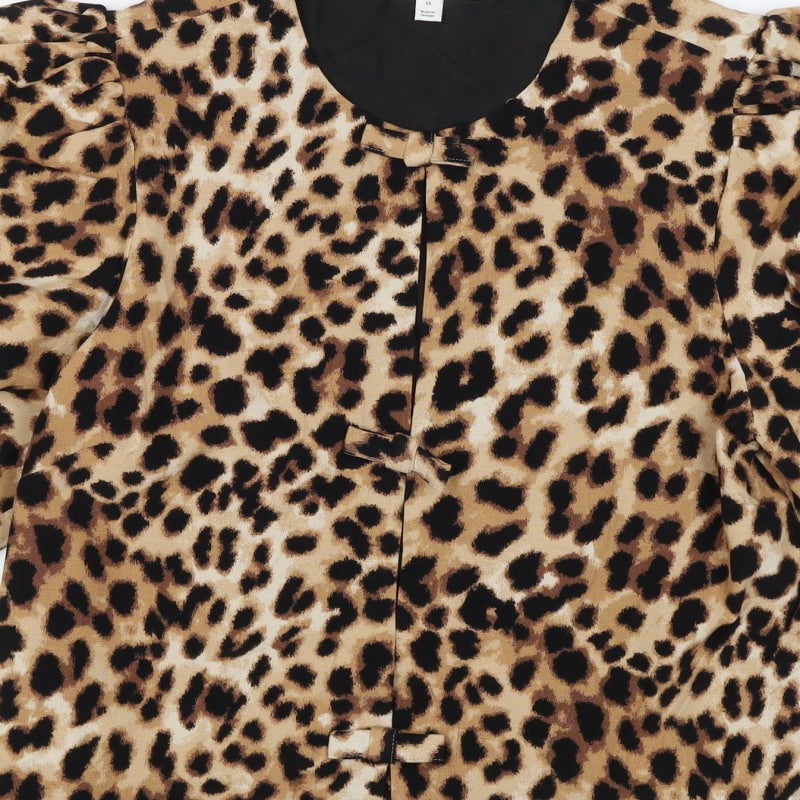 Marks and Spencer Women Multicoloured UK 12 Leopard Puff Sleeve Blouse