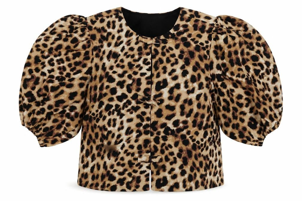 Marks and Spencer Women Multicoloured UK 12 Leopard Puff Sleeve Blouse