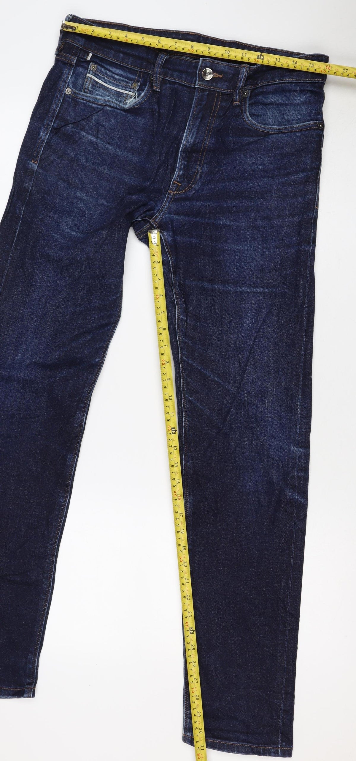 M&S Men’s Blue 32in Straight Stretch Denim Jeans W32 L32