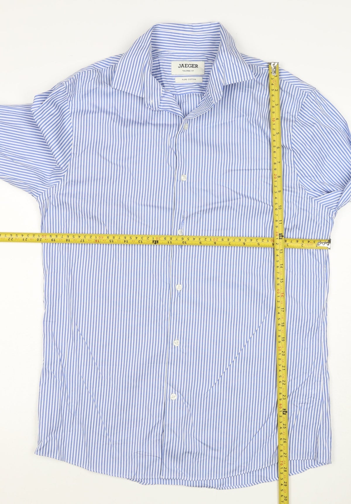 Jaeger Men's Blue Striped M Tailored Fit Cotton Formal Shirt