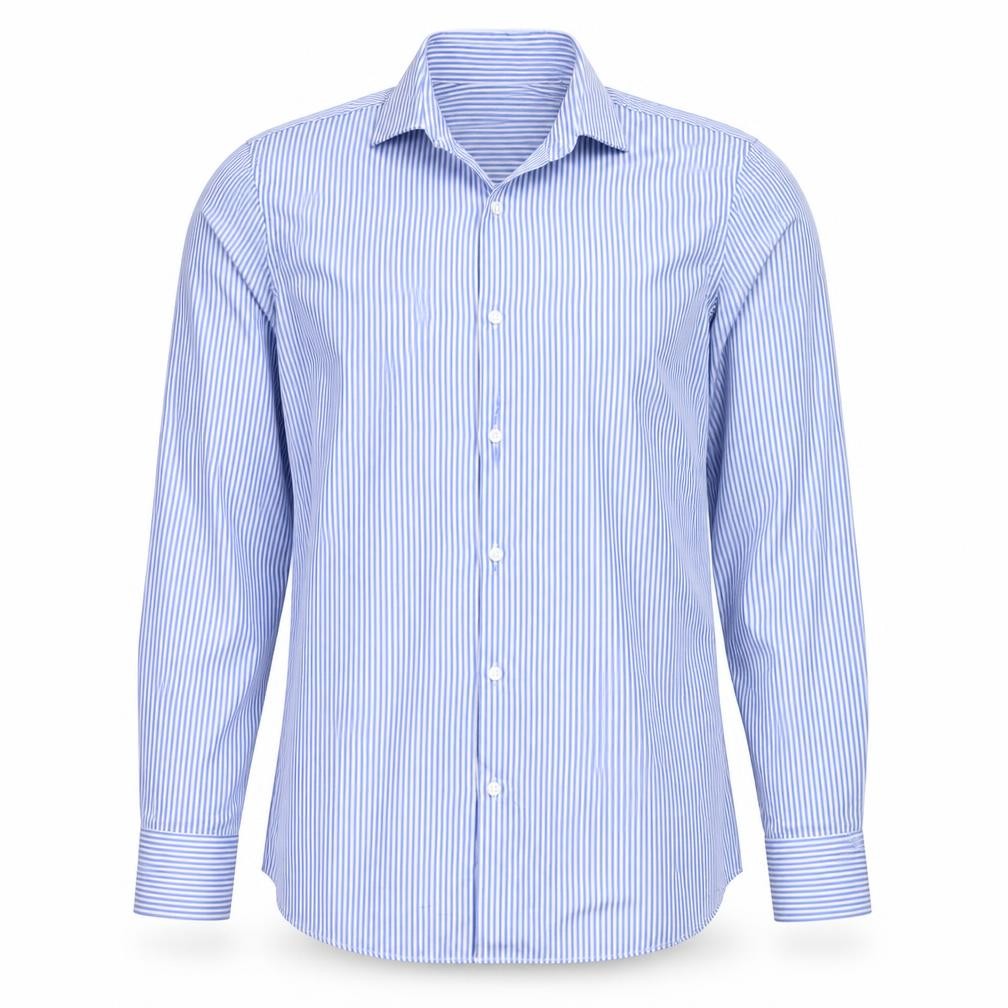 Jaeger Men's Blue Striped M Tailored Fit Cotton Formal Shirt