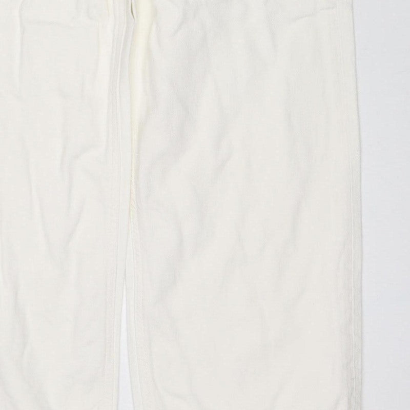 Marks & Spencer Women White Size 10 XLNG Boyfriend 100% Cotton Jeans