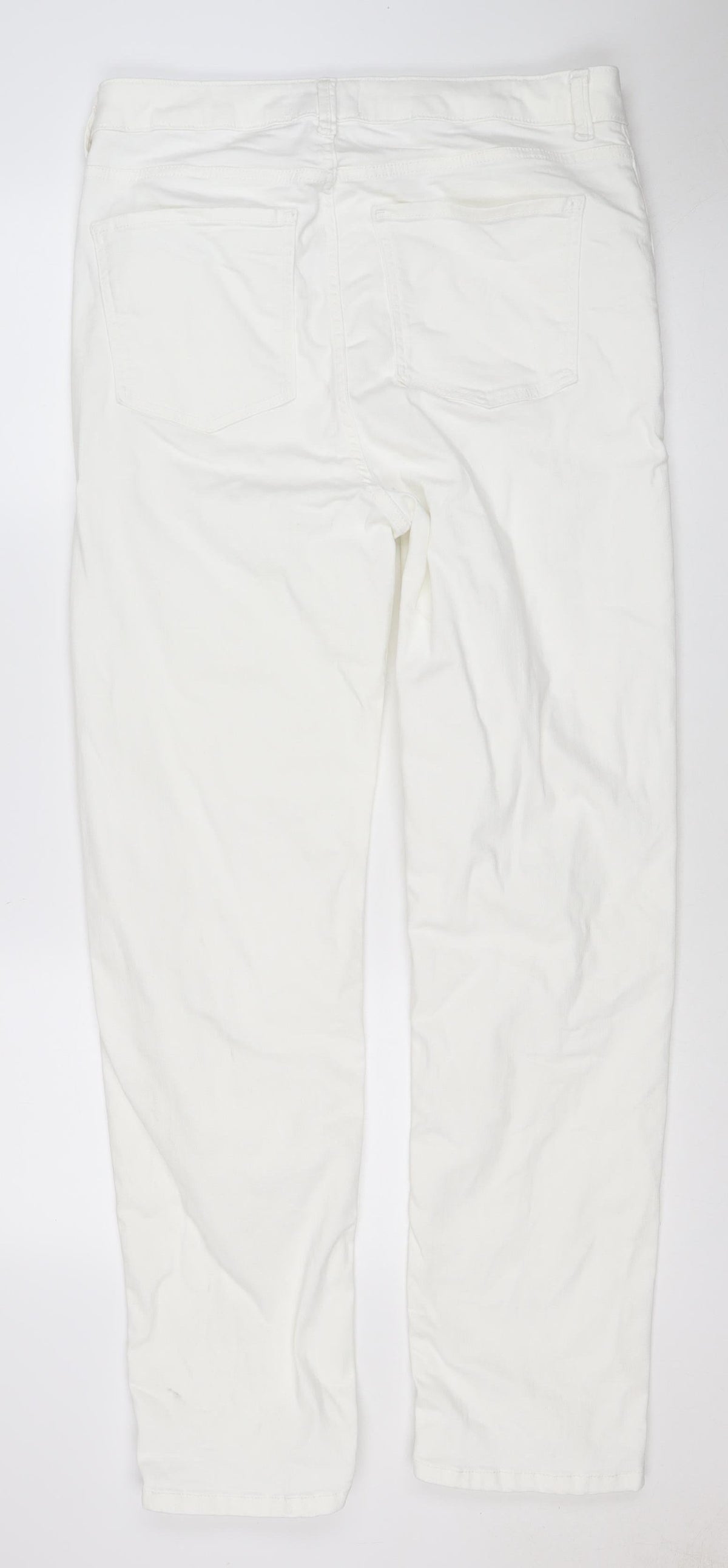 Marks and Spencer Women White UK 16 Long Super Soft Straight Jeans