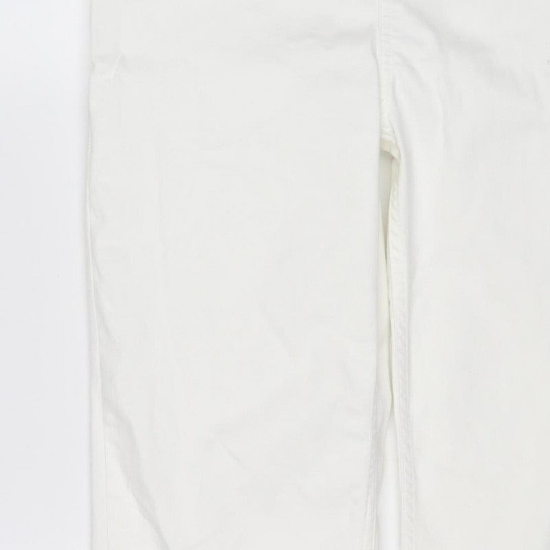 Marks and Spencer Women White UK 16 Long Super Soft Straight Jeans