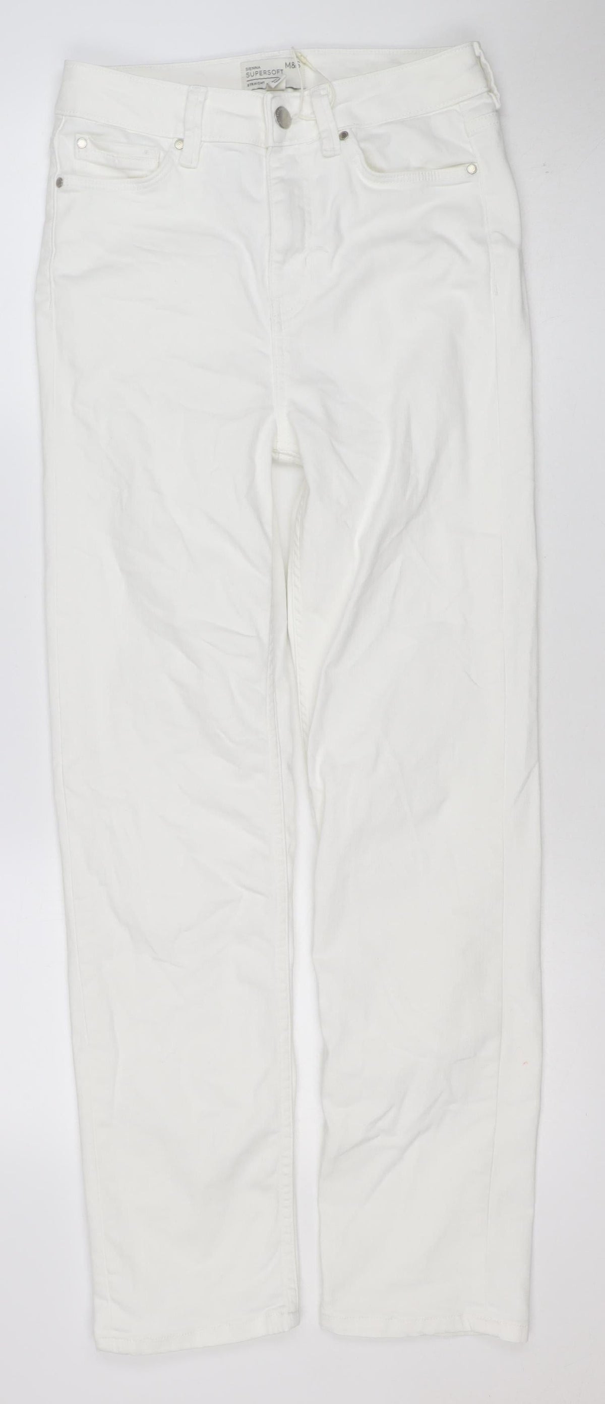M&S Women’s White Size 10 Sienna Supersoft Straight Stretch Jeans