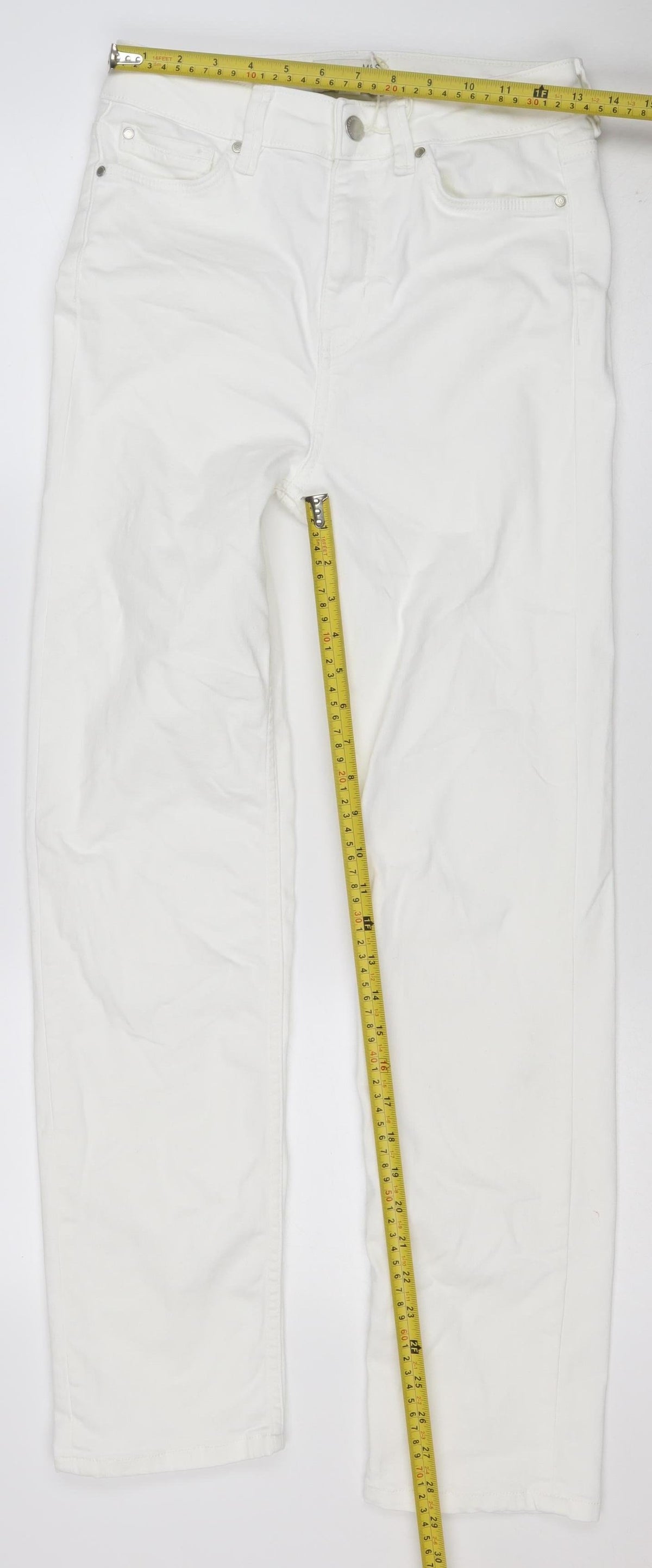 M&S Women’s White Size 10 Sienna Supersoft Straight Stretch Jeans