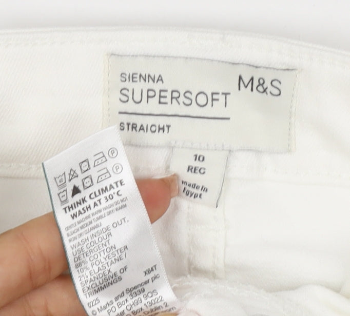 M&S Women’s White Size 10 Sienna Supersoft Straight Stretch Jeans