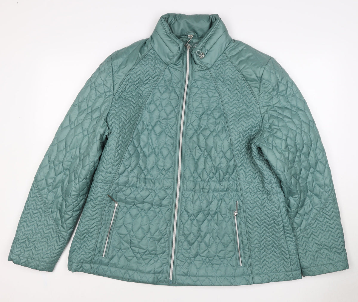 Klass Women Green UK 18 Quilted Padded Mid-Length Zip Jacket