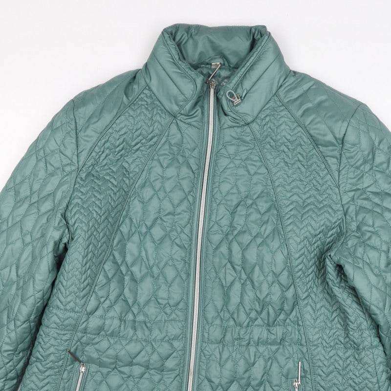Klass Women Green UK 18 Quilted Padded Mid-Length Zip Jacket
