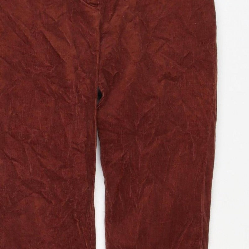 H&M Women's Brown Corduroy Straight Trousers UK 6 Cotton Stretch