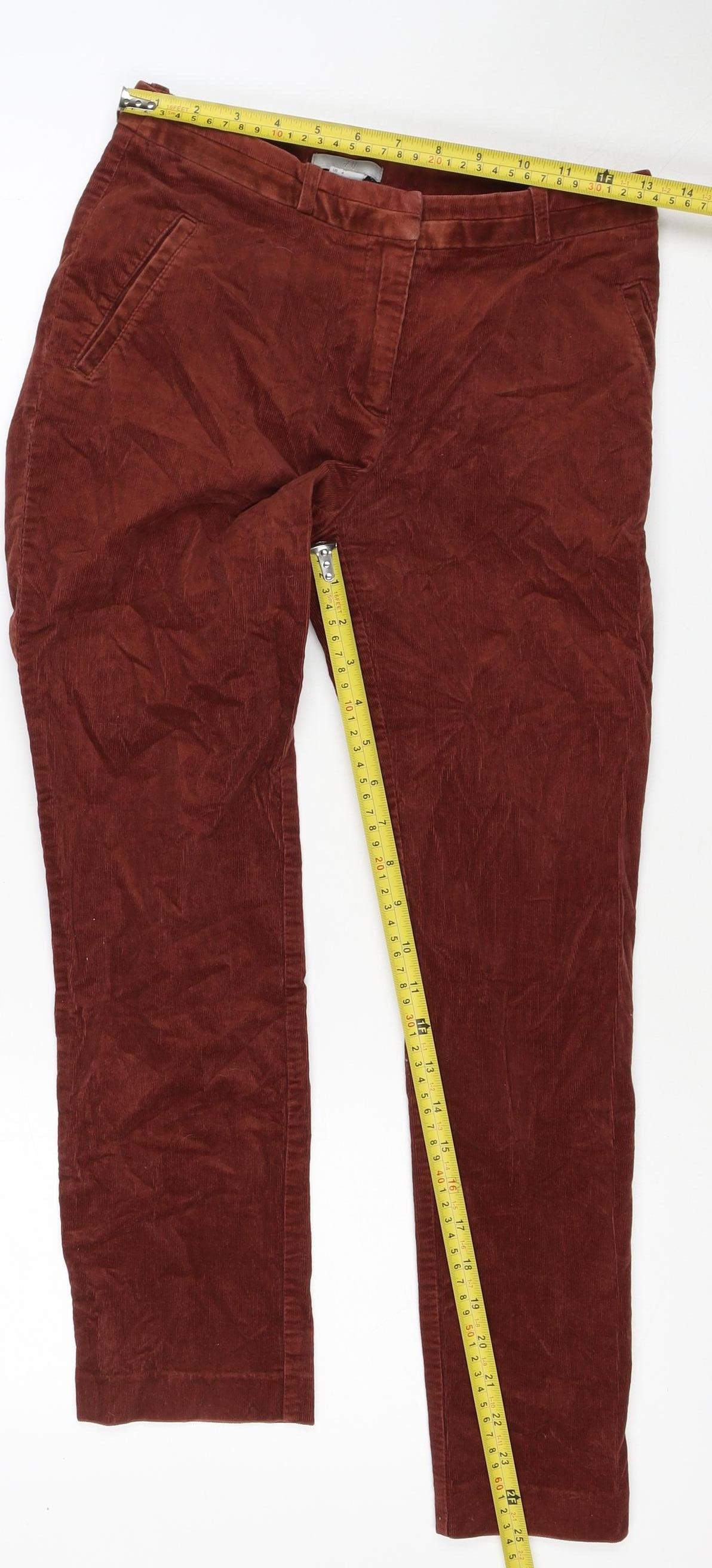 H&M Women's Brown Corduroy Straight Trousers UK 6 Cotton Stretch