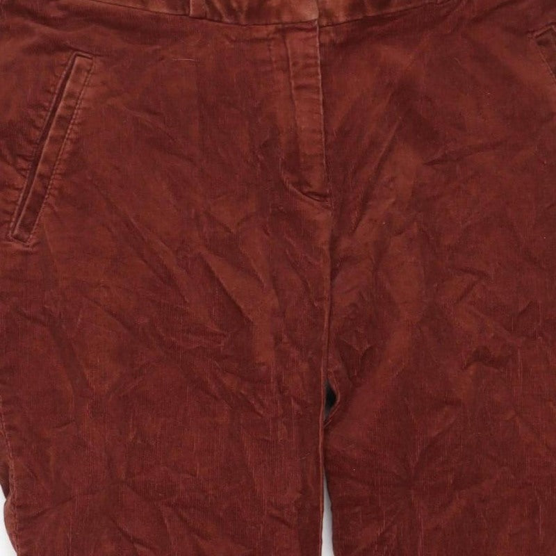 H&M Women's Brown Corduroy Straight Trousers UK 6 Cotton Stretch