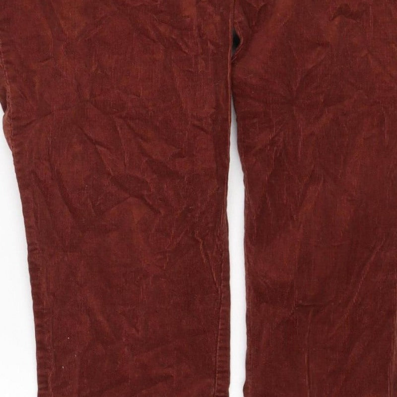 H&M Women's Brown Corduroy Straight Trousers UK 6 Cotton Stretch