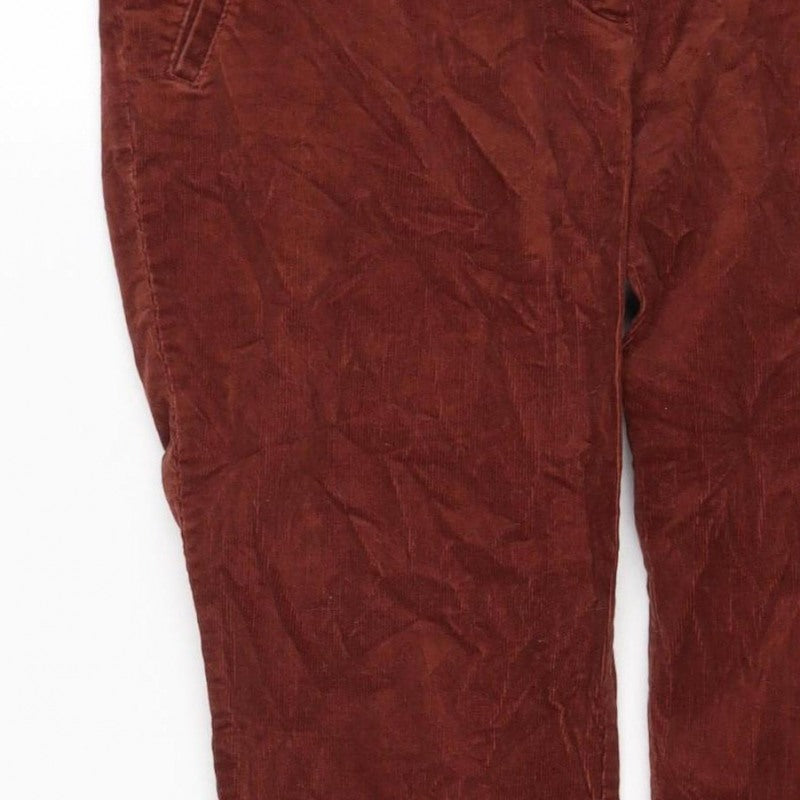 H&M Women's Brown Corduroy Straight Trousers UK 6 Cotton Stretch