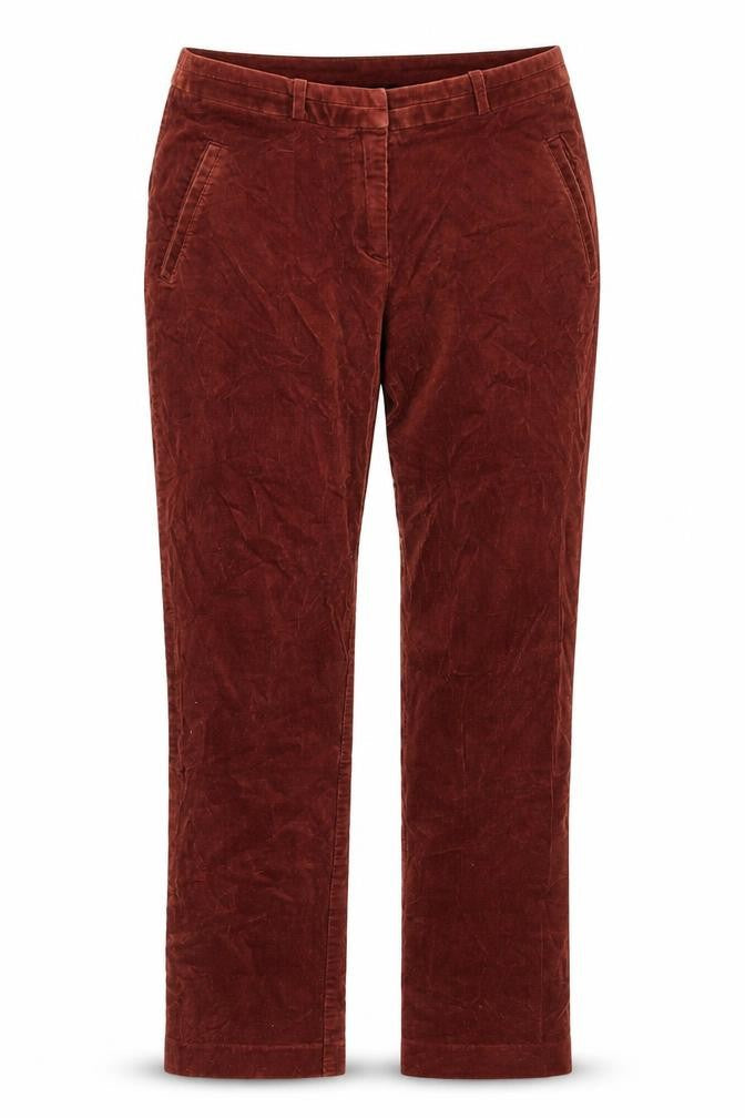 H&M Women's Brown Corduroy Straight Trousers UK 6 Cotton Stretch