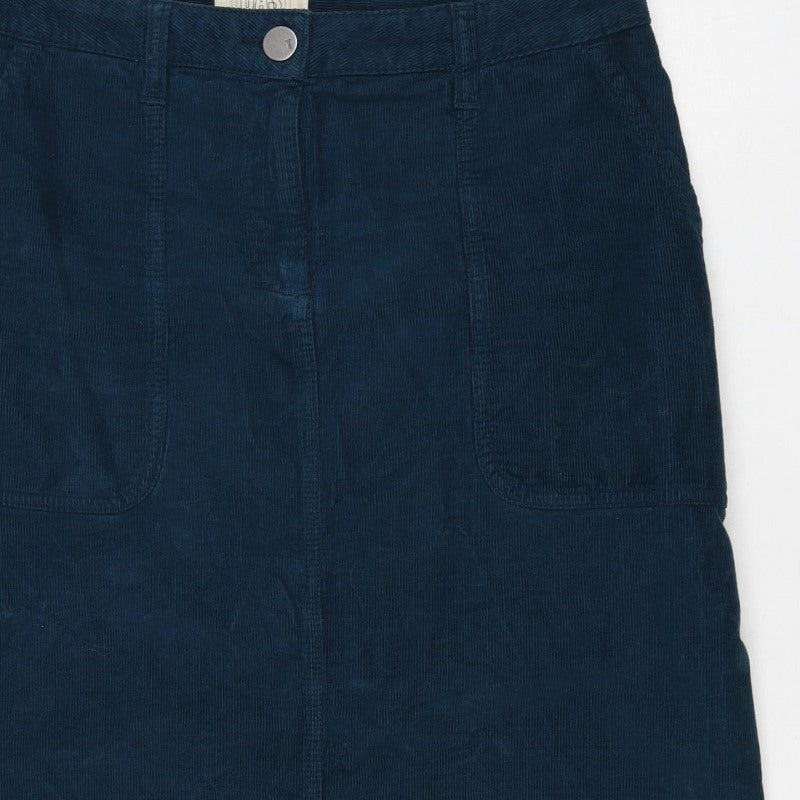 Toast Women Blue Size 10 Corduroy Straight Mini Skirt Pockets