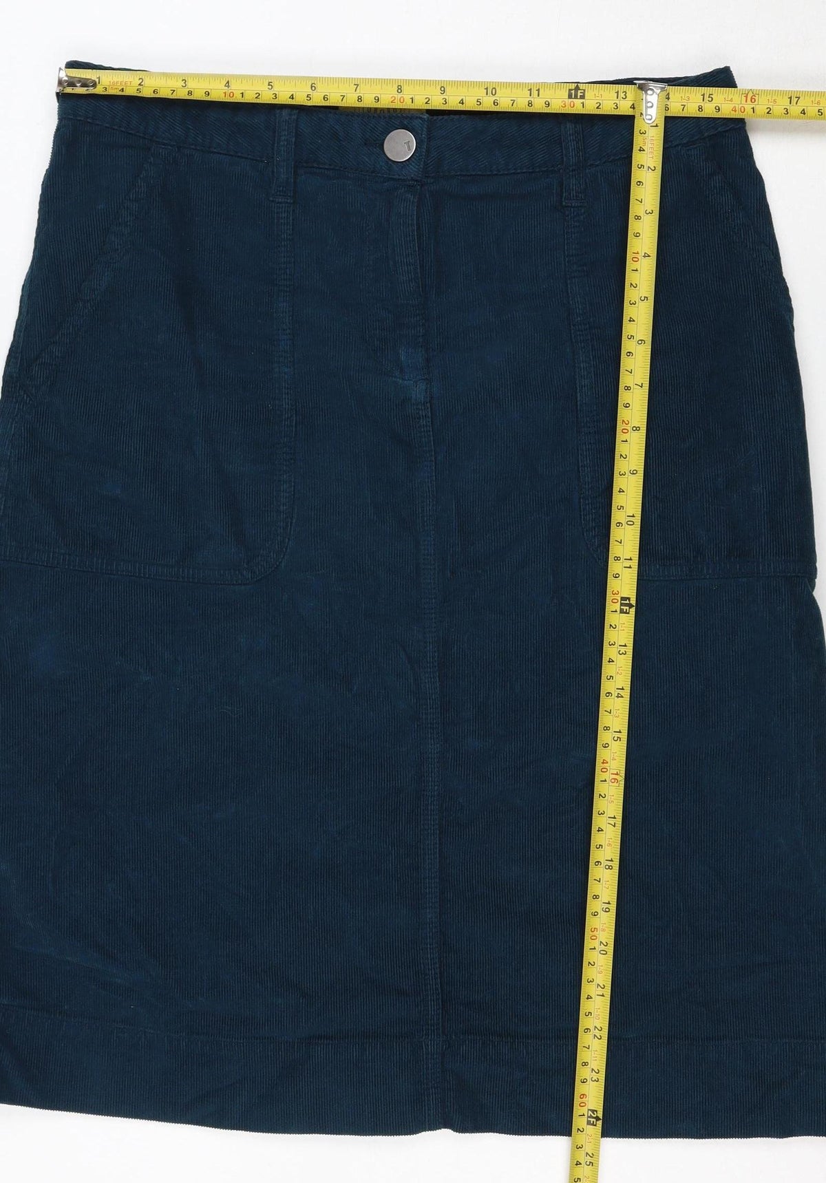 Toast Women Blue Size 10 Corduroy Straight Mini Skirt Pockets