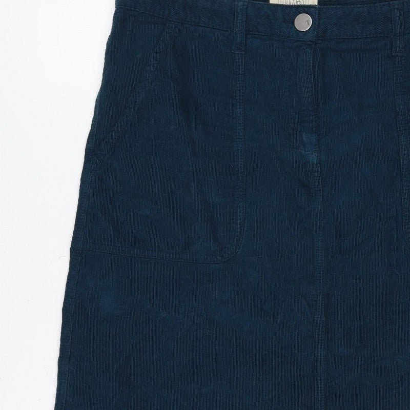 Toast Women Blue Size 10 Corduroy Straight Mini Skirt Pockets