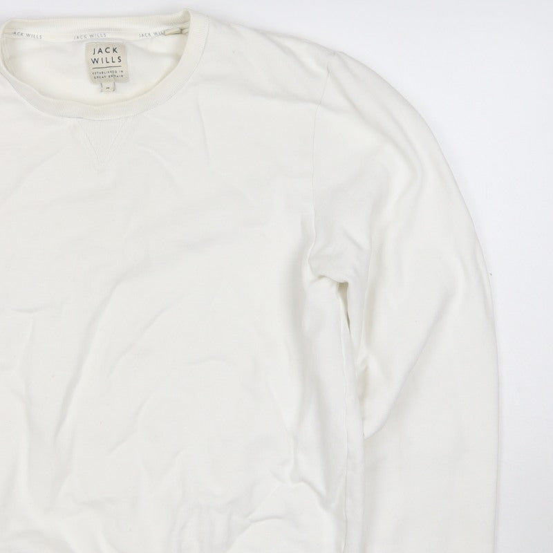 Jack Wills Women’s Ivory M Pullover Crew Neck Logo Sweatshirt