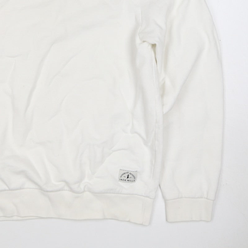 Jack Wills Women’s Ivory M Pullover Crew Neck Logo Sweatshirt