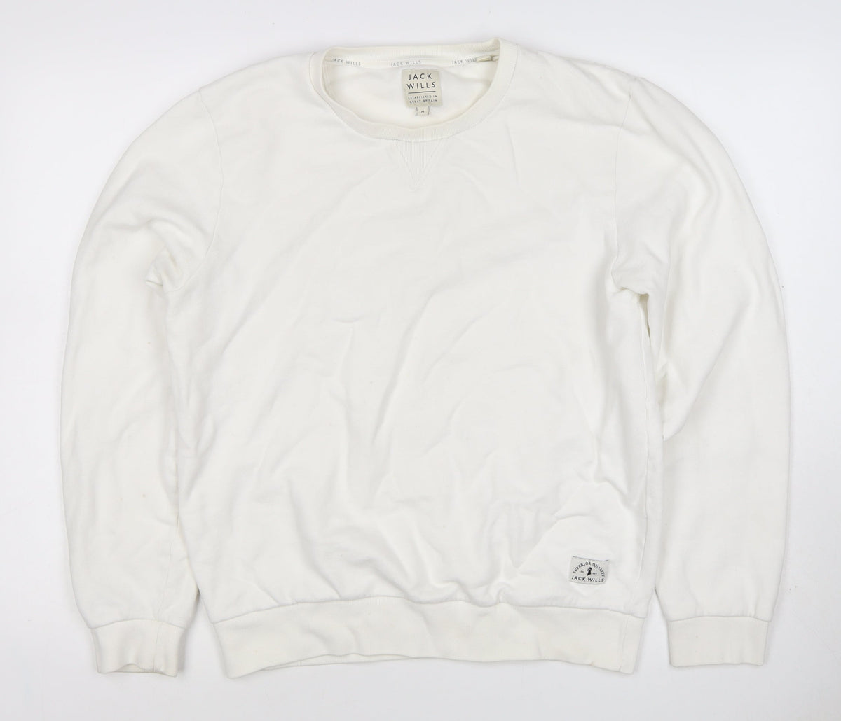 Jack Wills Women’s Ivory M Pullover Crew Neck Logo Sweatshirt
