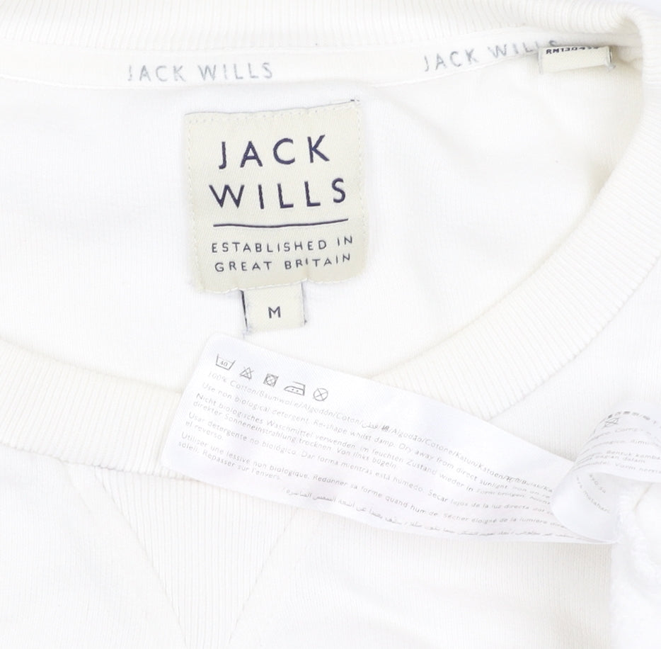 Jack Wills Women’s Ivory M Pullover Crew Neck Logo Sweatshirt