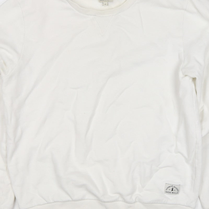Jack Wills Women’s Ivory M Pullover Crew Neck Logo Sweatshirt