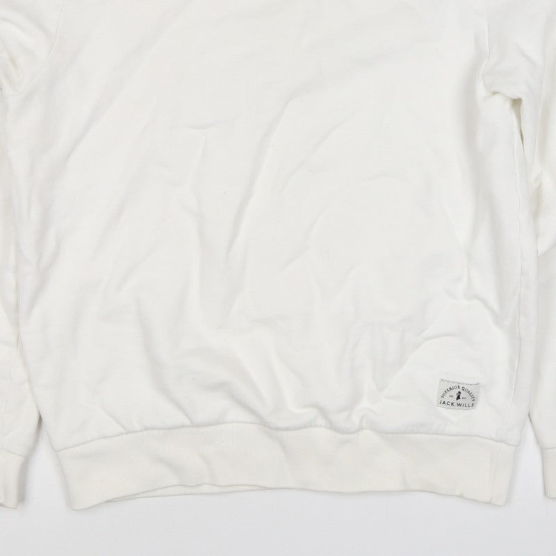 Jack Wills Women’s Ivory M Pullover Crew Neck Logo Sweatshirt