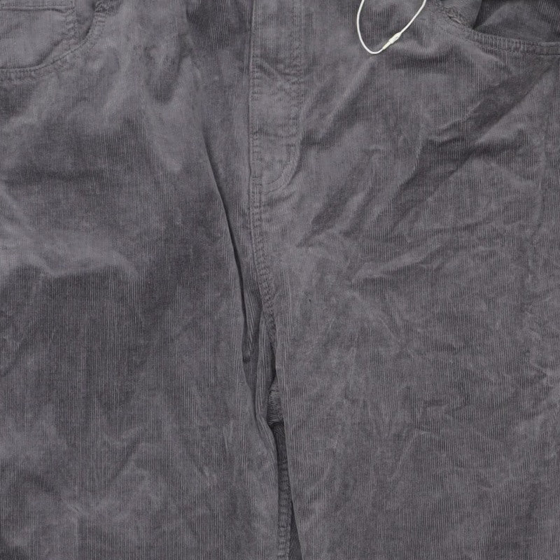 Marks & Spencer Women’s Grey Corduroy Straight Trousers UK 22 Regular