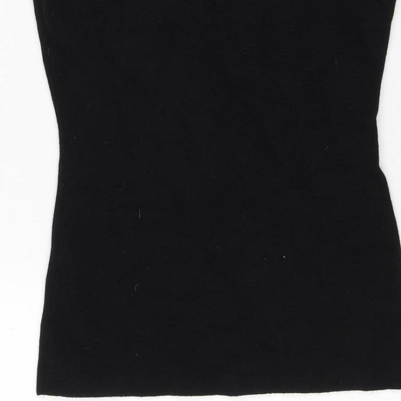 Guess Women’s Black S Rhinestone Logo Mock Neck Knit Tunic Tank Top