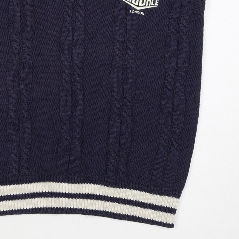 Lonsdale Men’s Navy S Cable Knit V-Neck Cricket Sweater Vest Logo