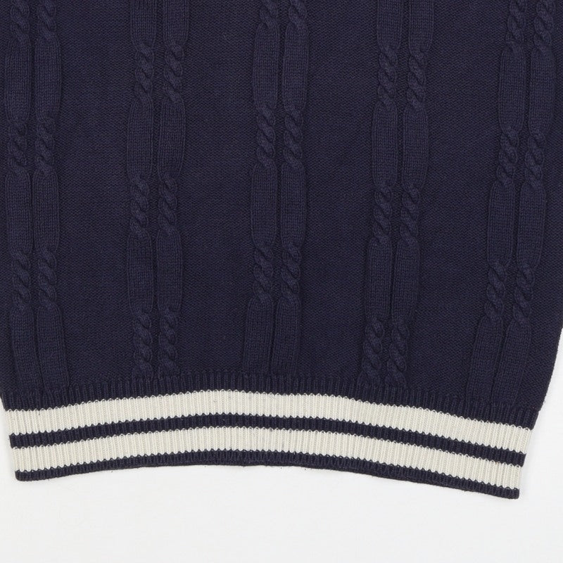 Lonsdale Men’s Navy S Cable Knit V-Neck Cricket Sweater Vest Logo