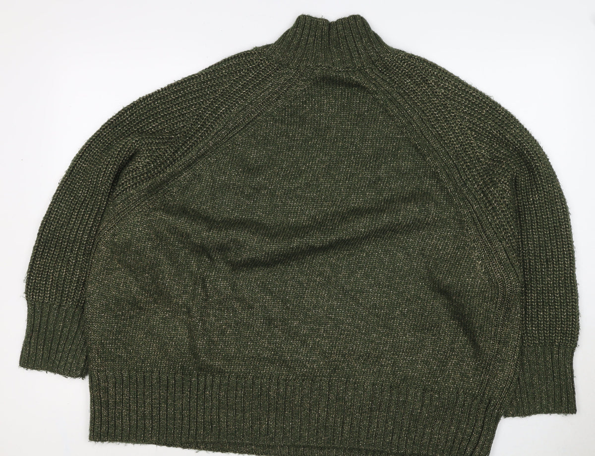 Next Women Green XL UK 22 High Neck Raglan Knit Jumper