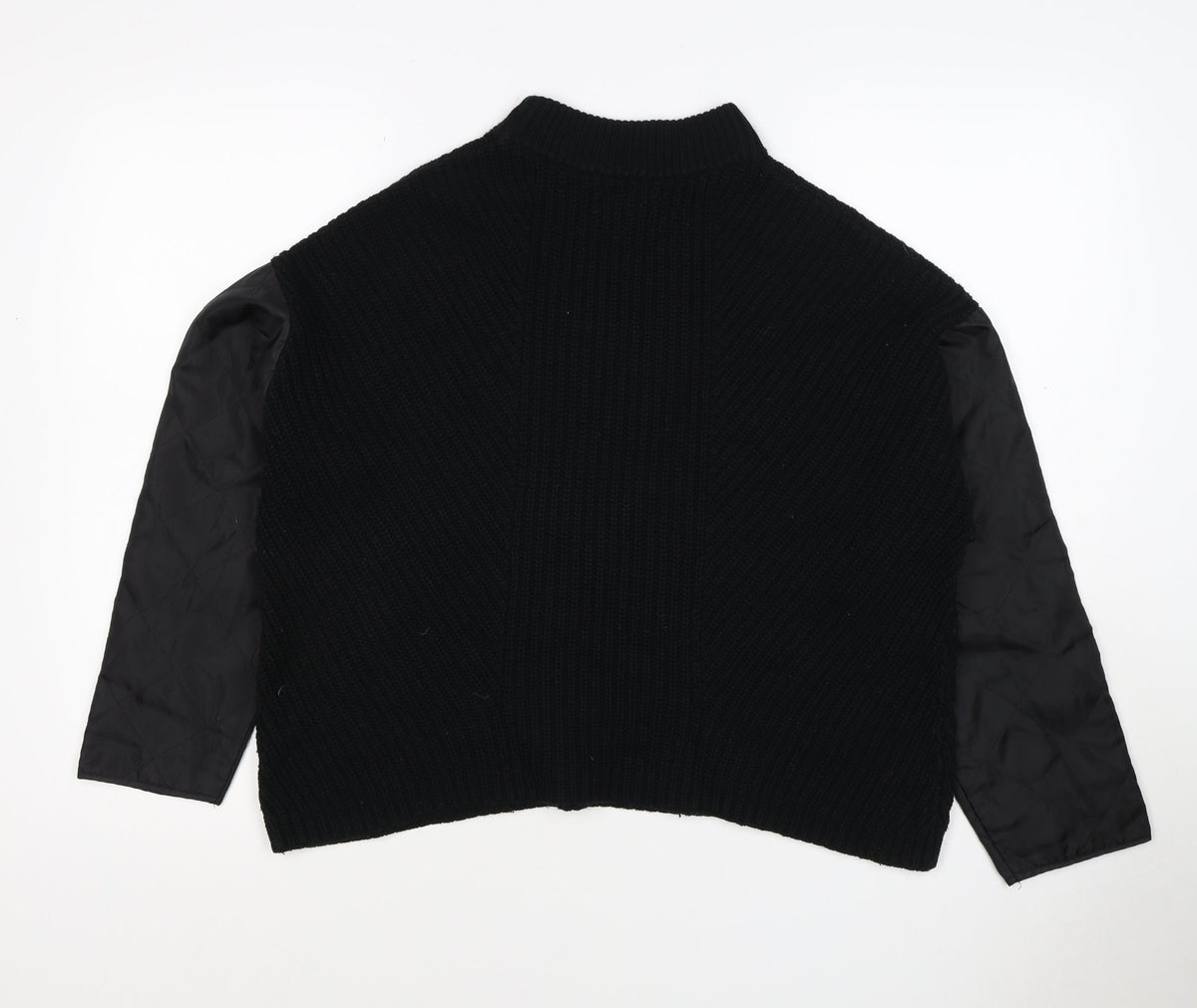 La Redoute Women Black M Mock Neck Knit Jumper Quilted Long Sleeve