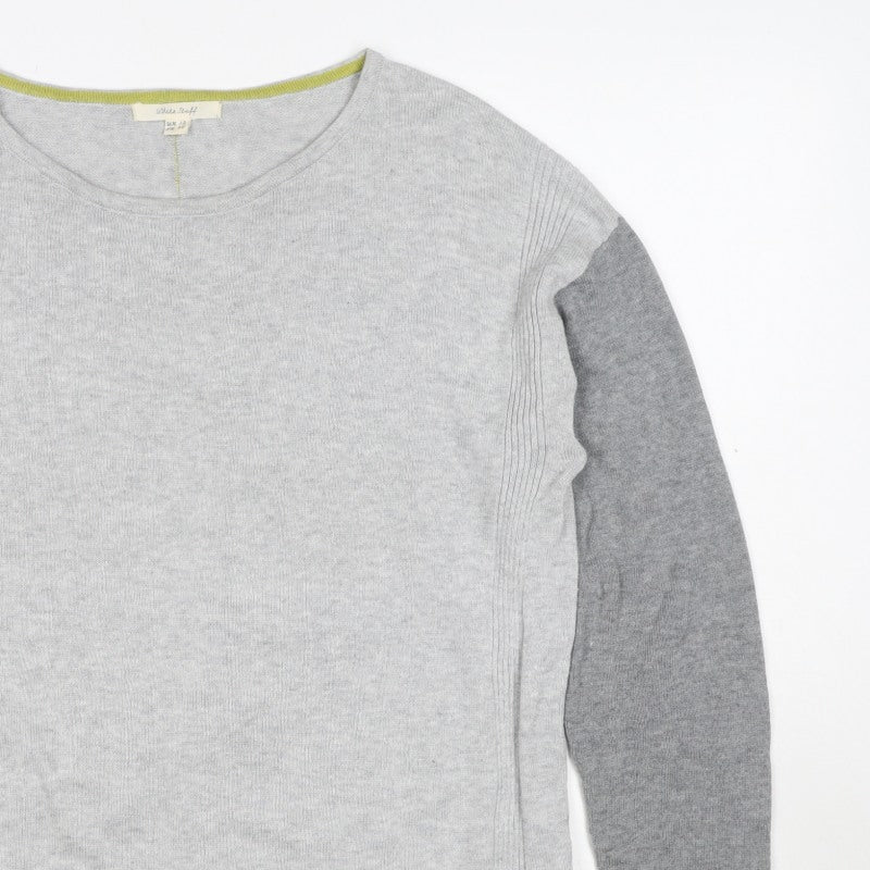 White Stuff Women Grey UK 12 Colour Block Crew Neck Knit Jumper