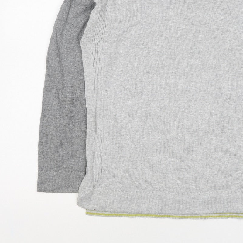 White Stuff Women Grey UK 12 Colour Block Crew Neck Knit Jumper