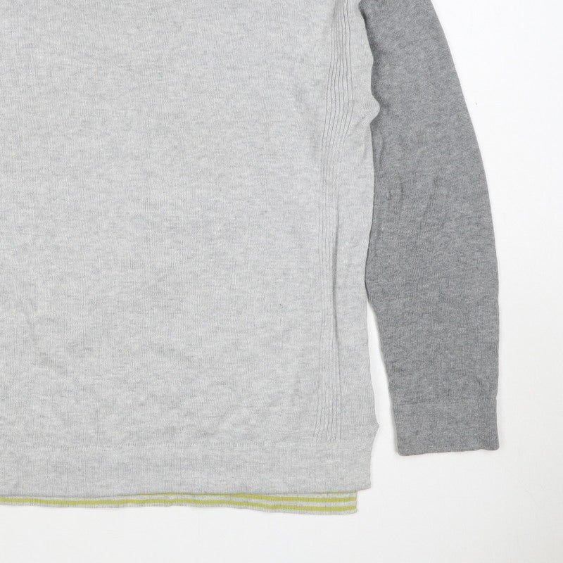 White Stuff Women Grey UK 12 Colour Block Crew Neck Knit Jumper