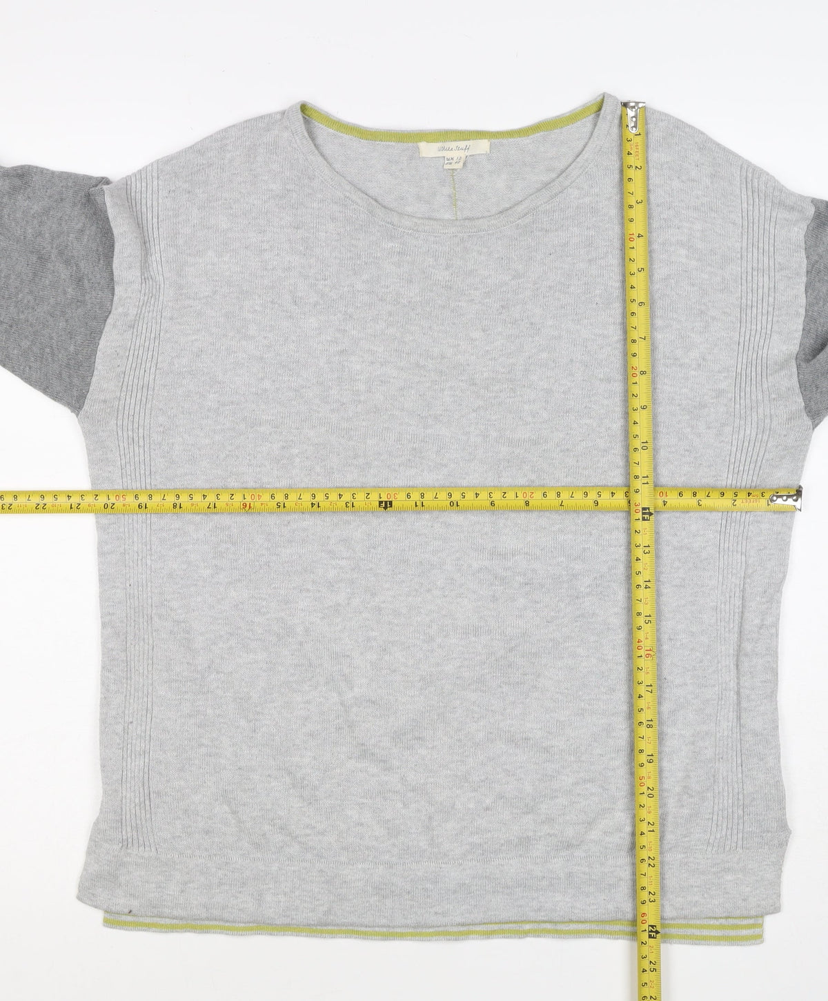 White Stuff Women Grey UK 12 Colour Block Crew Neck Knit Jumper