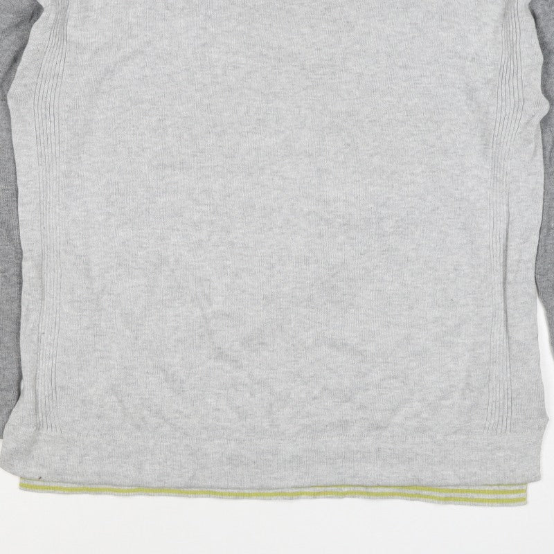 White Stuff Women Grey UK 12 Colour Block Crew Neck Knit Jumper