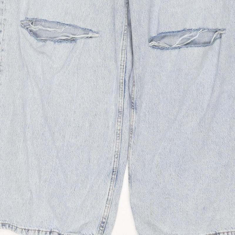 Primark Women Blue UK 12 High Rise Distressed Straight Jeans