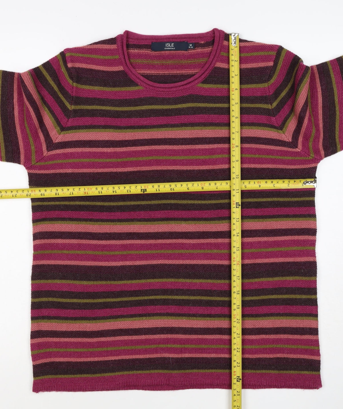 Isle Essentials Women’s Multicoloured Striped Knit Jumper M Pullover